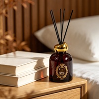 Ensemble cadeau diffuseur de parfum à bâtonnets en verre de luxe personnalisé de 200 ml, couleur Bourgogne, flacon vide pour huiles essentielles
