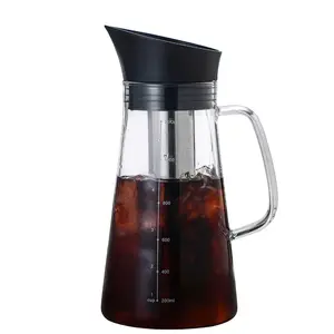 Yüksek kalite özelleştirilmiş büyük 1200ml soğuk buzlu demlemek çay çözünebilir kahve mutfak sürahi filtre makinesi cam bardak şişe pot