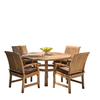 Mobilier de jardin personnalisé de luxe pour l'extérieur, ensemble de salle à manger somptueuse en teck, table et chaises rondes en bois de 1,5 m