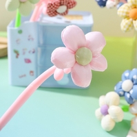 Nouveau stylo créatif en tissu à fleurs neutres - Petites fleurs colorées mignonnes - Stylo musical à hochet - Stylo signature