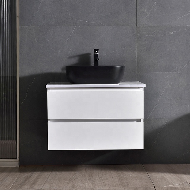 Wall Hung Modern Style Full Bathroom Vanity Cabinet 800mm Solid Wood MDF Plywood Eco-Friendly Washbasin with Countertop Included