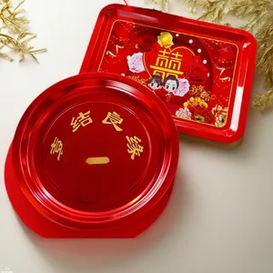 Wholesale Classic Design Disposable Red Square Fruit and <strong>Candy</strong> <strong>Tray</strong> for Weddings Festivals and Camping for Tea Serving - Product Image 1