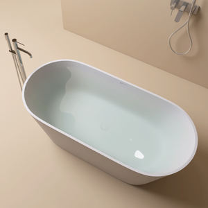 Bañera moderna independiente Maydon, diseño ovalado de superficie sólida con piedra artificial elegante para Baño - Product Image 2