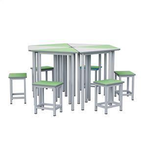 Ensemble bureau et chaise hexagonaux Lin Ying pour étudiants, style moderne minimaliste, matériau de la planche : 6 ensembles - Product Image 3