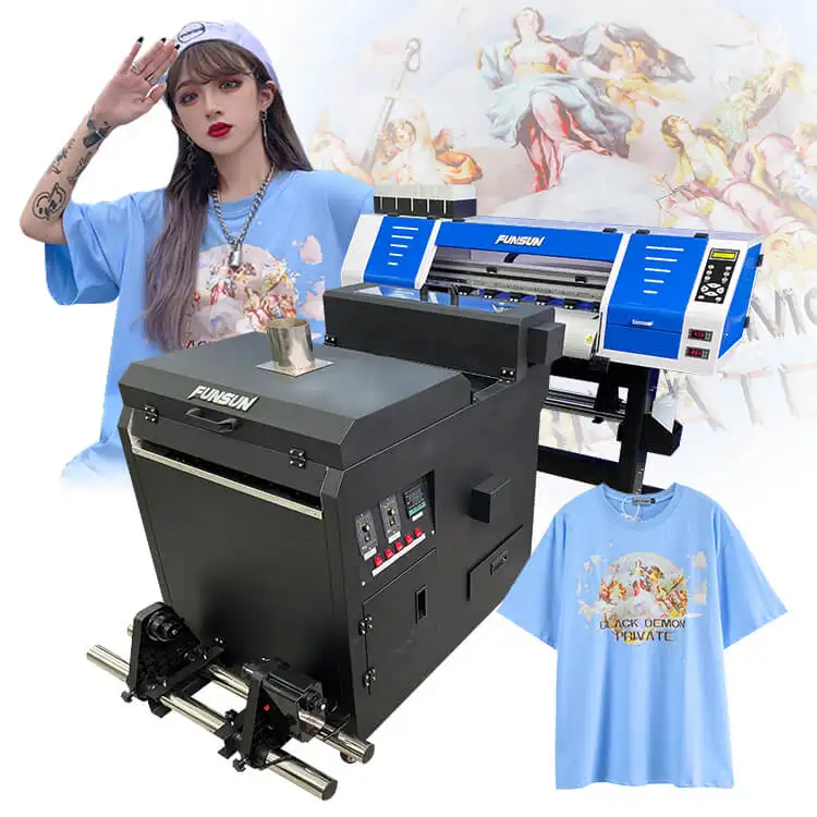 Funsun FS-600 Canggih DTF Pencetak Film Hewan Peliharaan Impresora Tas Kanvas Tshirt Garmen 60Cm DTF Mesin Printer untuk Kain Apa Pun