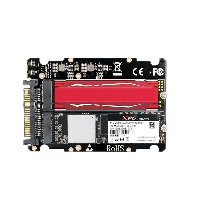 TISHRIC Dual M.2 NVME SSD Adapter Card Key M & Key B Compatible U.2 SFF-8639 Supports 2280/2260/2242/2230 M.2 SSD Memory Product