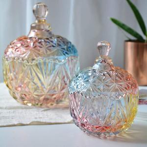 Bocal à bonbons rétro coloré Boîte à bijoux Récipients alimentaires Bocal <span class=keywords><strong>en</strong></span> <span class=keywords><strong>verre</strong></span> avec couvercle Stockage et conteneur de nourriture - Product Image 3