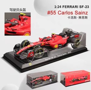 Modèle de voiture miniature de haute qualité 1:24 2023 SF1 16 Charles Leclerc <span class=keywords><strong>55</strong></span> Carlos Sainz, modèle de voiture en alliage de simulation avec casque - Product Image 3