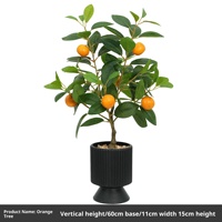 Tanaman dalam ruangan, tumbuhan pot hijau tiruan luas, tanaman dalam ruangan, dekorasi lantai, ornamen oranye, pohon palsu, Bonsai
