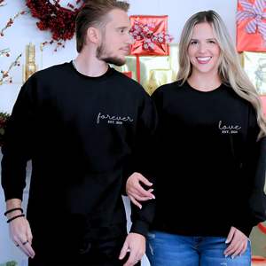 Sudaderas con Capucha Bordadas Personalizadas con <span class=keywords><strong>el</strong></span> Amor Eterno, Regalo Perfecto para Parejas, San Valentín, Tejidas con Lentejuelas para Invierno y Otoño - Product Image 4