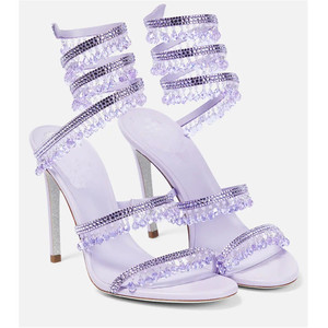 <span class=keywords><strong>Sandalias</strong></span> de Lujo con Espiral de Esmeraldas para Mujer, Adornos de Cristal en Forma de Lágrima, Tacones de Aguja, Zapatos Sexys con Correa de Tobillo Serpentina - Product Image 2