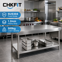Table de préparation de cuisine en acier inoxydable SUS304, table de travail robuste pour usage commercial, table de buffet pour restaurant