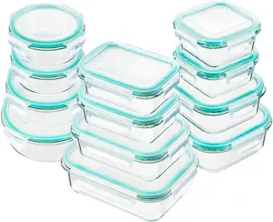 Glass Meal Prep Containers with Lids Glass Food Storage Containers Airtight Lunch Containers lunch box Snap Locking Lids