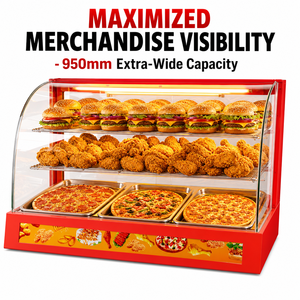 Commercial Curved Glass Heated <b>Food</b> Display Cabinet 220V 1.2kW Countertop Warmer for Bakery Fast <b>Food</b> Restaurant Snack Bar - Product Image 3