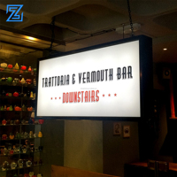 Panneau mural personnalisé à suspendre, panneau circulaire monté sur le côté, boîte à lumière LED double face pour bar, restaurant, enseignes de magasin