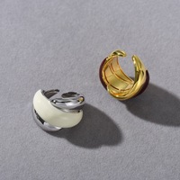 Stilvolle High-End Metall Kupfer 18 Karat vergoldet offenen Ring Einzigartige Mode Rot und Weiß Emaille breite Fingerringe