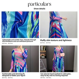 Colección Primavera 2025 de Miyake, Vestido Midi Casual con Cuello Estampado de Alta Gama, Plisado, Elegante, Talla Grande, con Decoración Fruncida para Mujer - Product Image 5