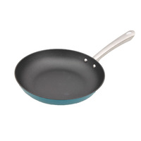 Ensemble de 8 casseroles et poêles en fonte émaillée Bright Houseware, antiadhésif, écologique, bleu vintage, avec couvercles en verre et silicone