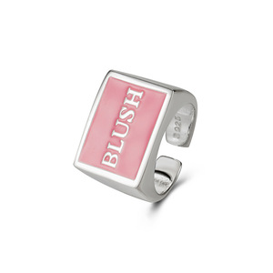 S925 Sterling Silver <b>Womens</b> <b>Signet</b> <b>Ring</b> Pink Enamel BLUSH <b>Signet</b> <b>Ring</b> Everyday Wear Wedding Band Engagement Delicate <b>Ring</b> - Product Image 1
