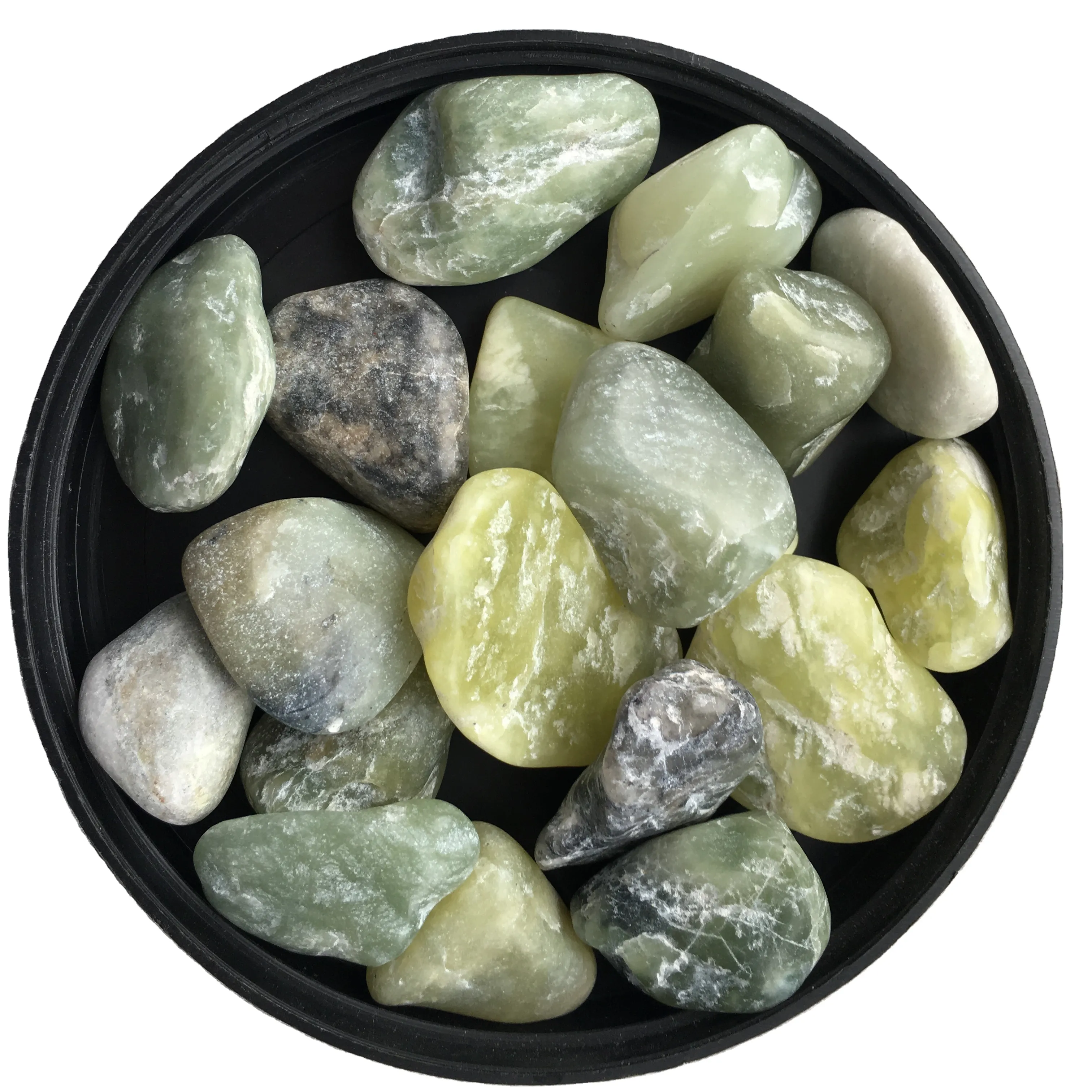 High Polished Green Jade Tumbled Pebbles for Decoration