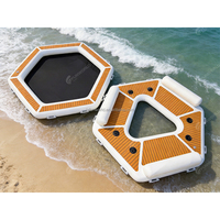 Vente directe usine : Île flottante modulaire gonflable hexagonale DWF robuste avec pont en teck pour fêtes