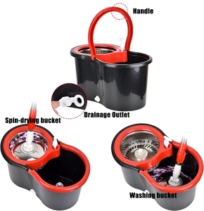 Chổi lau nhà xoay đa năng bằng thép không gỉ, đầu lau sợi microfiber, màu đen, giá nhà máy năm 2025, dễ sử dụng, có thể tái sử dụng - Product Image 2