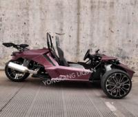 Tricycle de course motorisé à essence 350cc, style T-Rex, violet fantaisie, pour adultes, à trois roues, avec marche arrière, 2 places