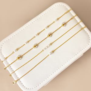 Low MOQ Fashion <b>Bracelet</b> Waterproof 18K Gold Plated Trendy Dainty <b>Pearl</b> <b>Bracelet</b> for Women - Product Image 4