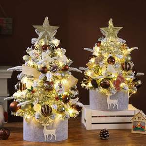 Árbol de Navidad Artificial con Luces LED, Adornos para la Copa del Árbol, Bolas, Campanas, Piñas, Mini Árbol de Navidad de Mesa - Product Image 4