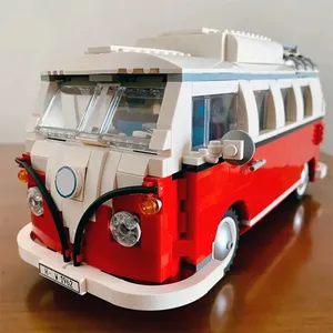 10220 T1 Camper Bricks <span class=keywords><strong>Van</strong></span> Car Plastic Camper <span class=keywords><strong>Van</strong></span> Bus Building Blocks Set Transportation Theme DIY Toy for Boys 1334 Pcs - Product Image 3