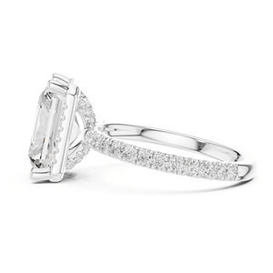 Anillo de Compromiso de Lujo con Diamante Cultivado en Laboratorio de Corte Radiante Halo Solitaire de 4.25 Quilates para Mujer, Plata de Ley 925, para Bodas y Fiestas - Product Image 4