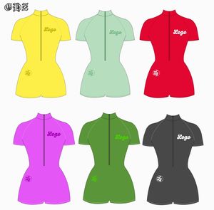 Tutina con Logo personalizzato per il corpo da donna tuta da allenamento a maniche corte con <span class=keywords><strong>pagliaccetto</strong></span> con Zip in alto pantaloncini aderenti Sexy tutina monopezzo - Product Image 4