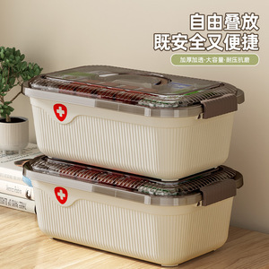 Large Capacity Medicine Box Multi Layer Portable Storage Case With Divider <b>For</b> Home Desktop Use PP Material - Product Image 2
