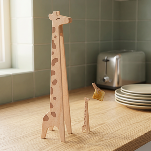 Pinces à pain en forme de girafe en bois, pince à nourriture mignonne en forme d'animal, ustensiles de service - Product Image 3