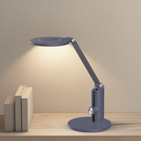 Lampe de bureau LED simple et contemporaine avec éclairage latéral en ABS, flexible, rotative, à intensité variable en continu, pour lecture, bureaux et études
