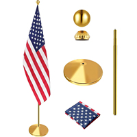 Mât de drapeau intérieur en acier inoxydable poli de 2 m, mât de drapeau télescopique de 2,6 m or/argent pour cérémonie et exposition