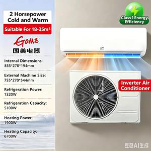 Aire Acondicionado <span class=keywords><strong>Split</strong></span> de Pared GOME de 18000 BTU y 2HP con Inversor, Frío/<span class=keywords><strong>Calor</strong></span> Tipo 1, Eficiencia Energética, Unidad Interior y Exterior - Product Image 6