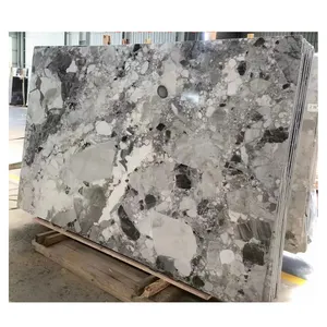 Natural Stone Polished Panda Grey Marble Slab For Floor Wall Tiles Kitchen Island Stairs