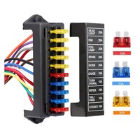 Boîtier de protection de circuit de distribution d'énergie automobile à 10 voies pré-câblé pour voiture, camion, bus, camping-car, bateau, véhicule