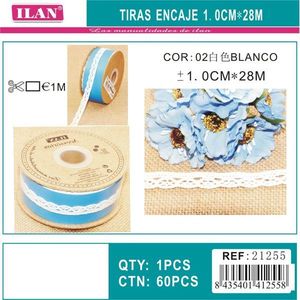 Strisce di pizzo Ilan 1,0 cm x 28 m bianche per artigianato e decorazioni - Product Image 3