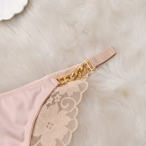 2er-Pack Damen Sexy Spitzen-Seidenbikini-Höschen mit Kettendetail, Komfortable Cheeky Unterwäsche, Französischer Schnitt <span class=keywords><strong>Bikini</strong></span>-Slip - Product Image 3