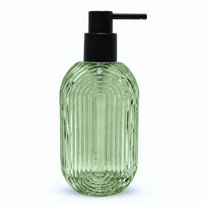 Juego de Baño de Vidrio Acordonado Verde con Diseño Rectangular Redondeado, 4 Piezas: Dispensador de Loción, Vaso, Jabonera - Product Image 3