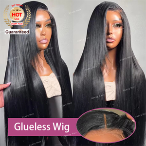 Perruque Lisse Naturelle HD Frontale Lace Perruque Pour Femmes Sans Colle Pré <span class=keywords><strong>Coupe</strong></span> Papillon Droite 4X4 HD Lace Closure Perruque - Product Image 3