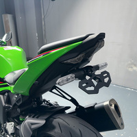 Support de plaque d'immatriculation arrière universel en acier inoxydable noir pour moto Teco Ninja ZX-6R ZX636 2024-2025 avec éclairage LED – Garantie 10 ans