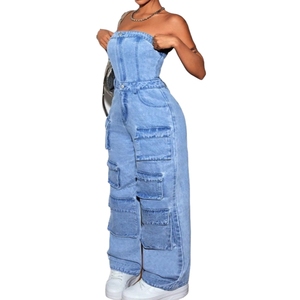 Combinaison en jean sans manches avec plusieurs poches pour femme – Nouvelle collection en gros - Product Image 2