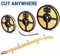 Bande LED COB DC24V à découpe libre, flexible, sans points, haute densité, ruban lumineux uniforme, découpable n'importe où pour armoires, éclairage de fond et signalétique décorative