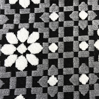 Tissu Jacquard Sherpa à Motif Floral à Carreaux Noirs et Blancs, Teint en Fil, de la Marque Velvet Factory, pour Tapis et Couvertures de Canapé