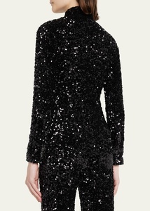 Mùa Thu 2024 Của Phụ Nữ Bông Dài Tay Áo Giản Dị Lỏng Áo Khoác Long Lanh Nút Dot Trang Trí Thoáng Khí Sequined Túi Mùa Thu - Product Image 3