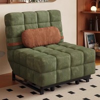 Sofá Cama Plegable Portátil Moderno (Individual/Doble) con Estructura de Madera y Tapicería de Tela, Sofá Multifuncional para Sala de Estar