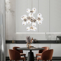 Lustre en verre de luxe doré, luminaire suspendu LED, lumière blanche chaude, garantie de 2 ans pour salle à manger/salon
